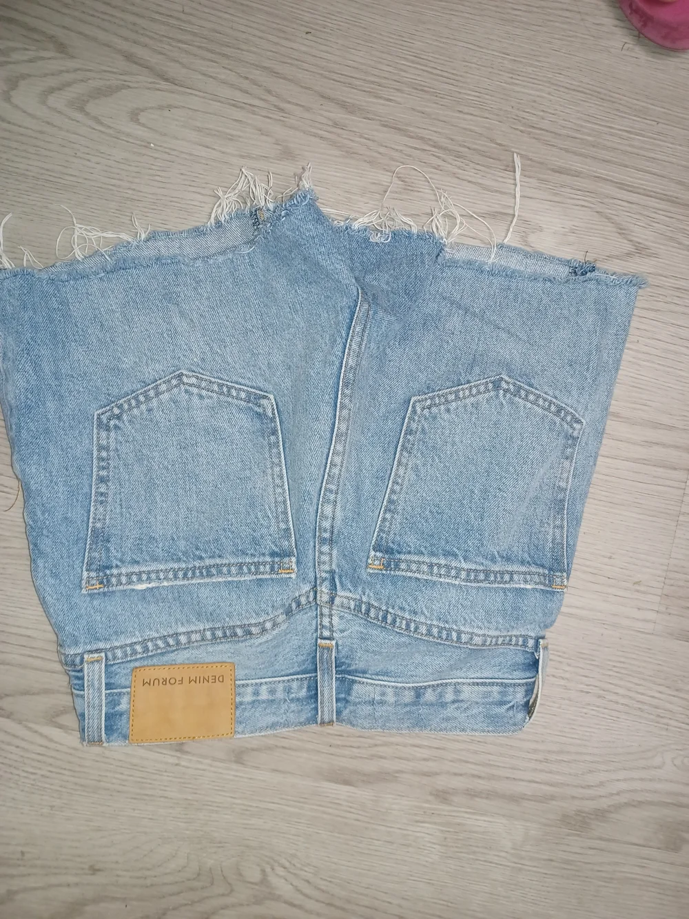 Denim Forum The Yoko Mid Thigh Light Blue Denim Cutoff Women’s Shorts